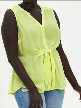 Torrid Peplum Georgette Button-Front Tie-Front Blouse